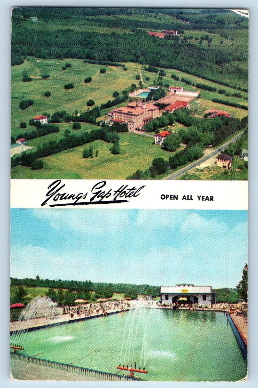 c1950's Young's Gap Hotel & Restaurant Multiview Parksville New York NY Postcard
