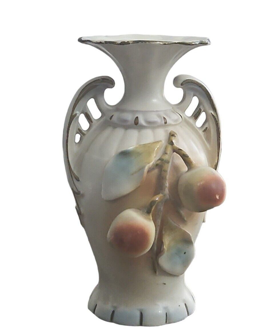 Antique Amphora Vase Art Nouveau Grapes Early 1900s Austria Handpainted Gilded 