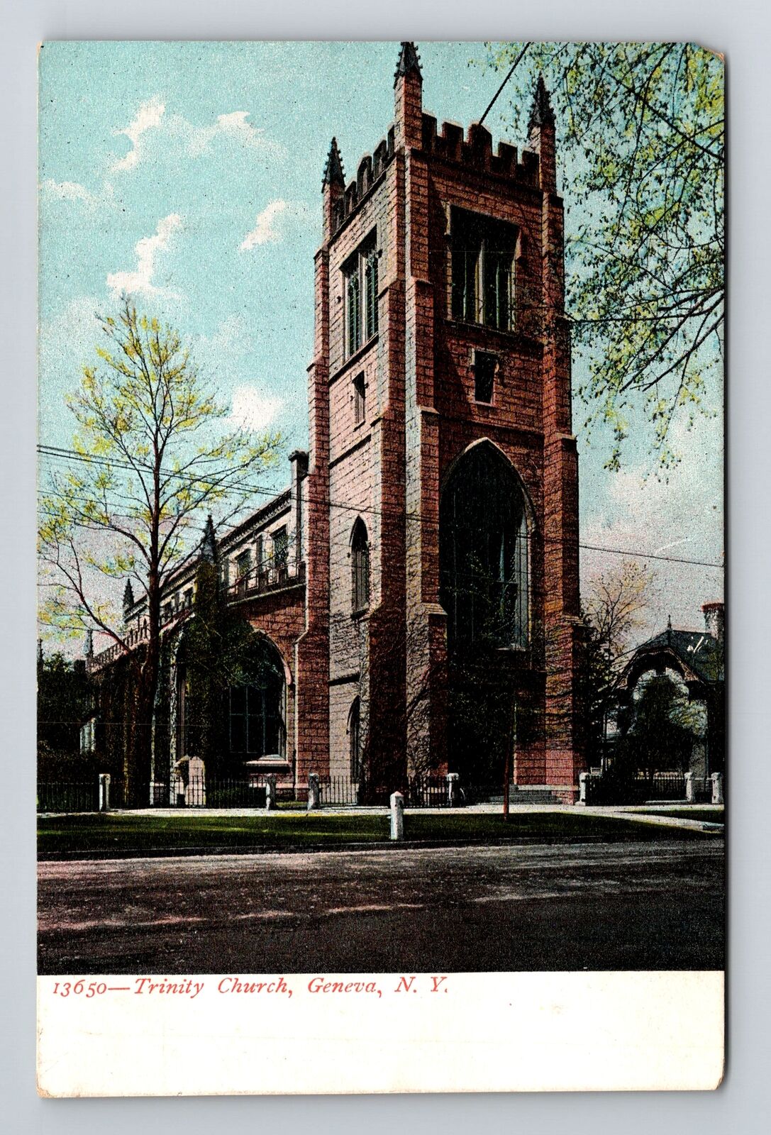 Geneva NY-New York, Trinity Church, c1911 Antique Vintage Souvenir Postcard