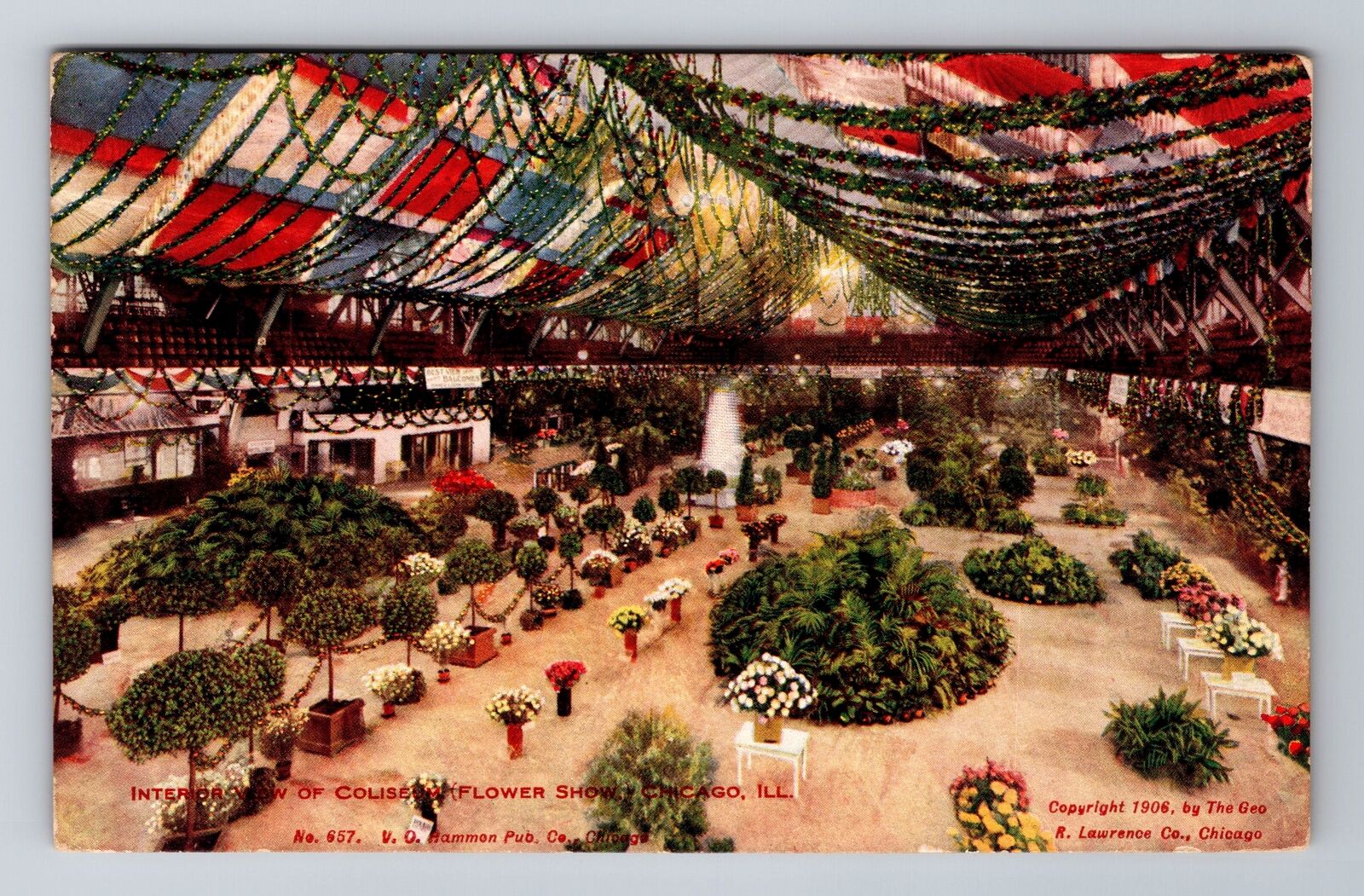 Chicago IL-Illinois, Interior Of Coliseum, Flower Show, Vintage c1907 Postcard