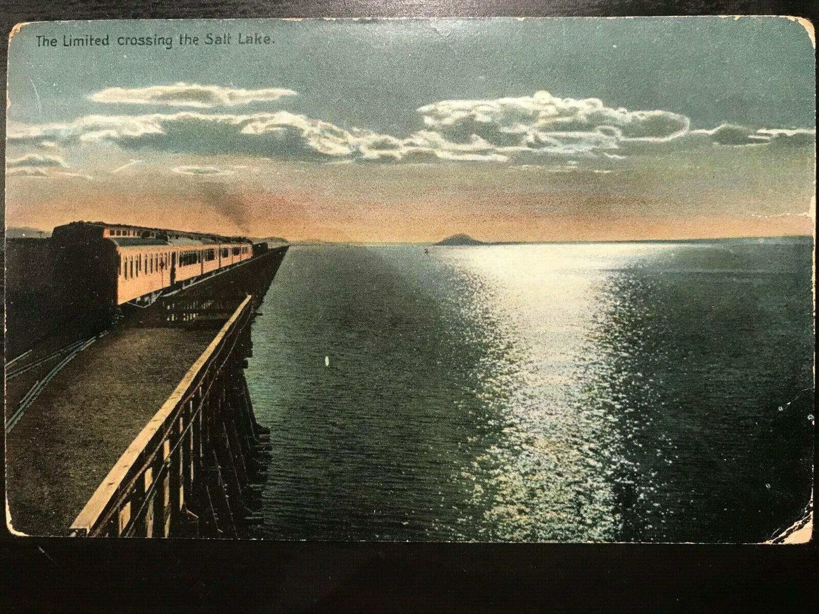 Vintage Postcard 1907-1915 The Limited Crossing the Salt Lake Utah