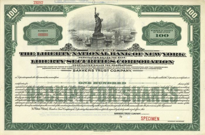 Liberty National Bank of New York - Liberty Securities Corporation - Specimen St
