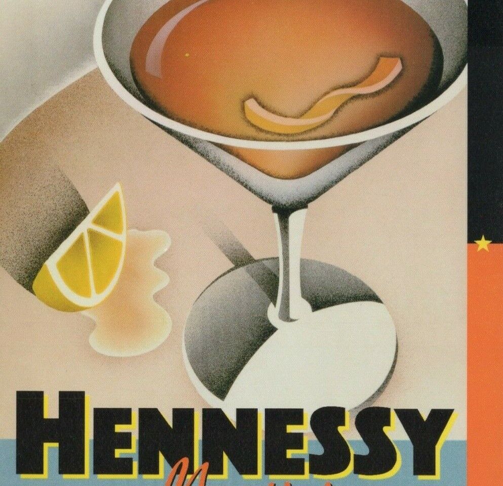 Hennessy VS Martini recipe lemon pik nik promo card 1995 Advertising D47