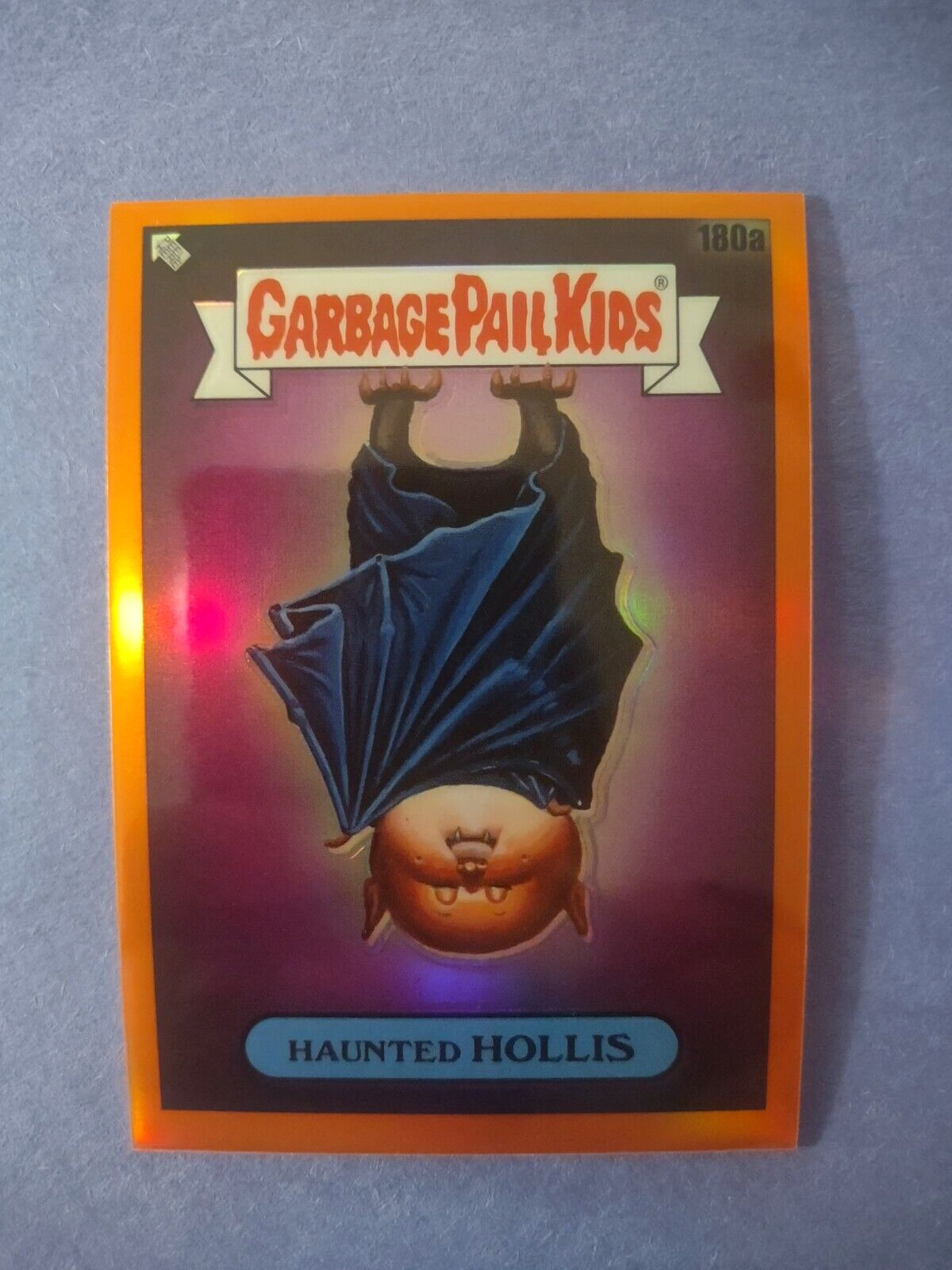 2022 garbage pail kids chrome haunted hollis orange refractor #d 18/75