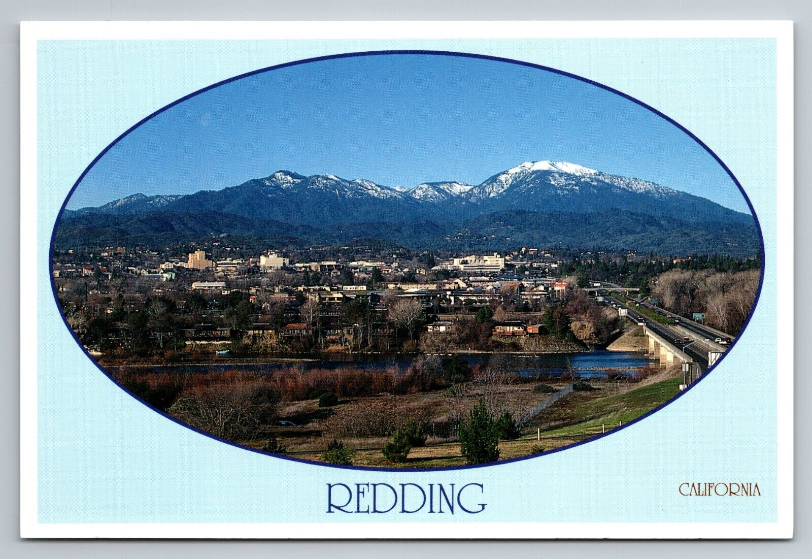 Redding California Aerial View Vintage Unposted Postcard