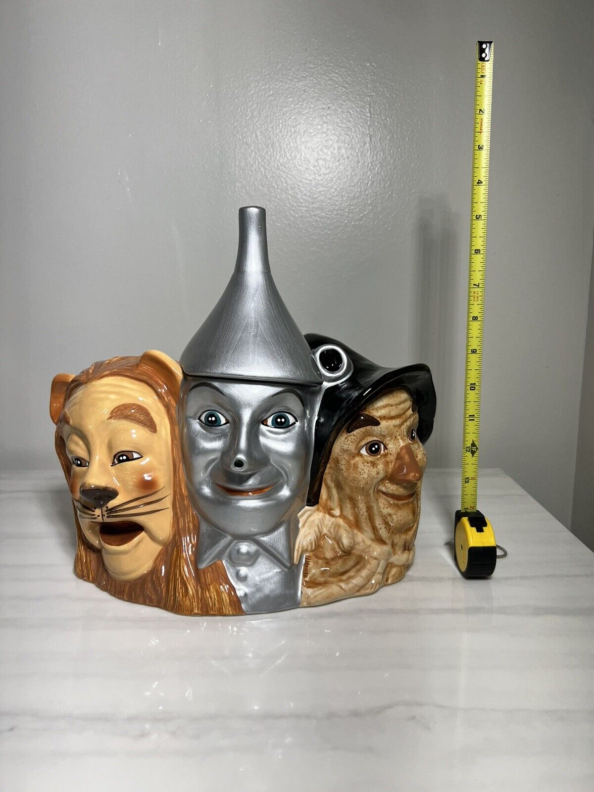 1997 Warner Bros. Wizard Of Oz Lion Tin Man & Scarecrow Head Cookie Jar