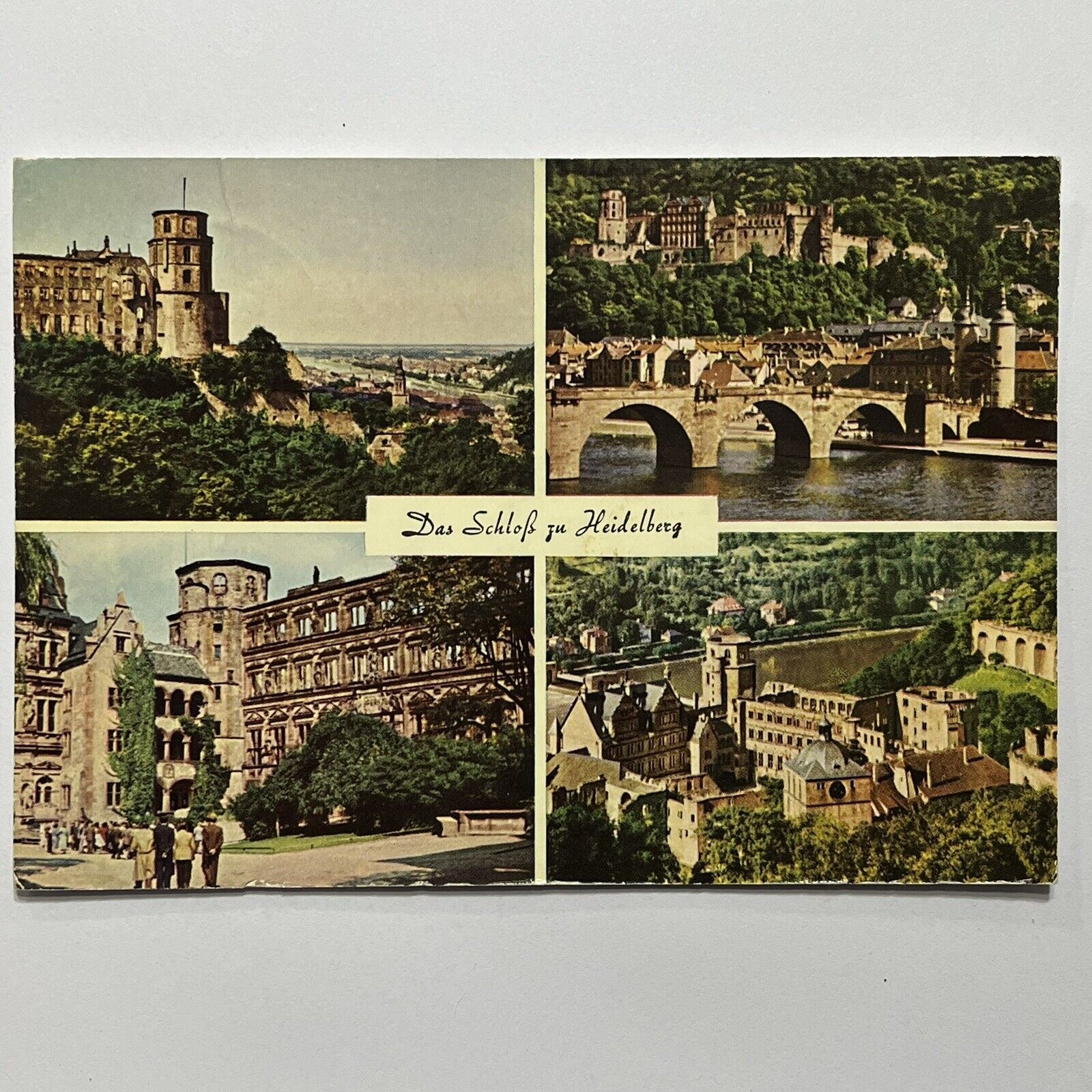 Castle Bridge Vintage Postcard Europe Heidelberg Inner Yard⭐️ posted Stamped
