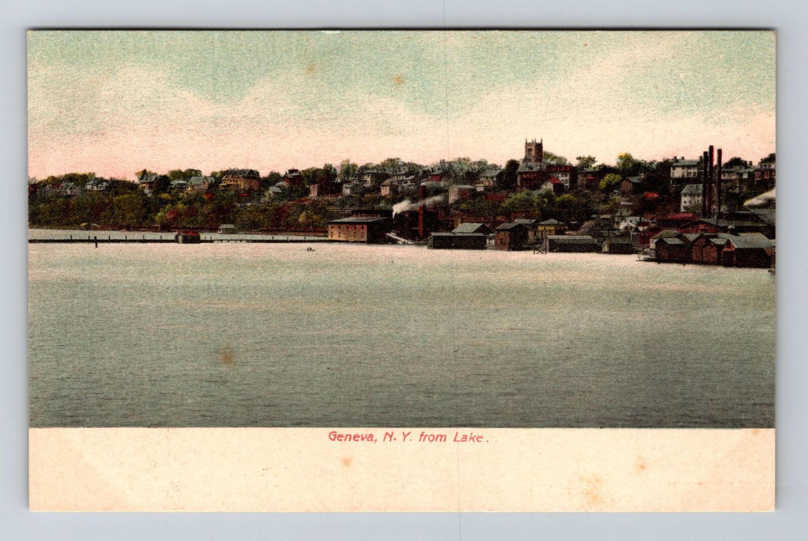 Geneva NY-New York, View From Lake Vintage Souvenir Postcard
