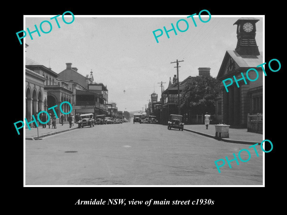 OLD 8x6 HISTORIC PHOTO OF ARMIDALE NSW VIEW OF MAIN STREET c1930s