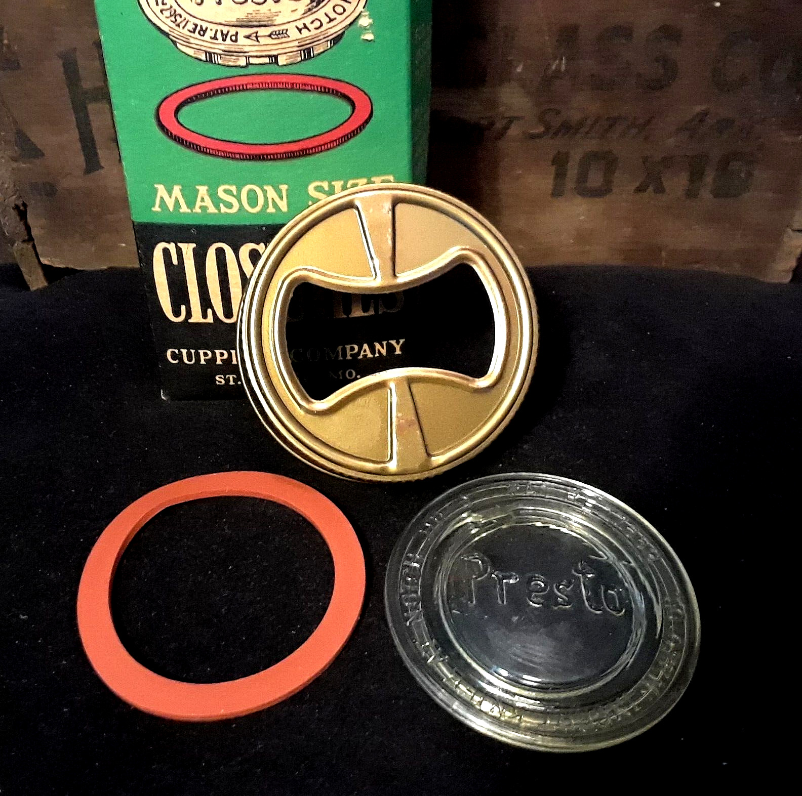 PRESTO Glass Canning Lid REGULAR MOUTH Mason Jar 1930'S Fruit Jar~ New Old Stock