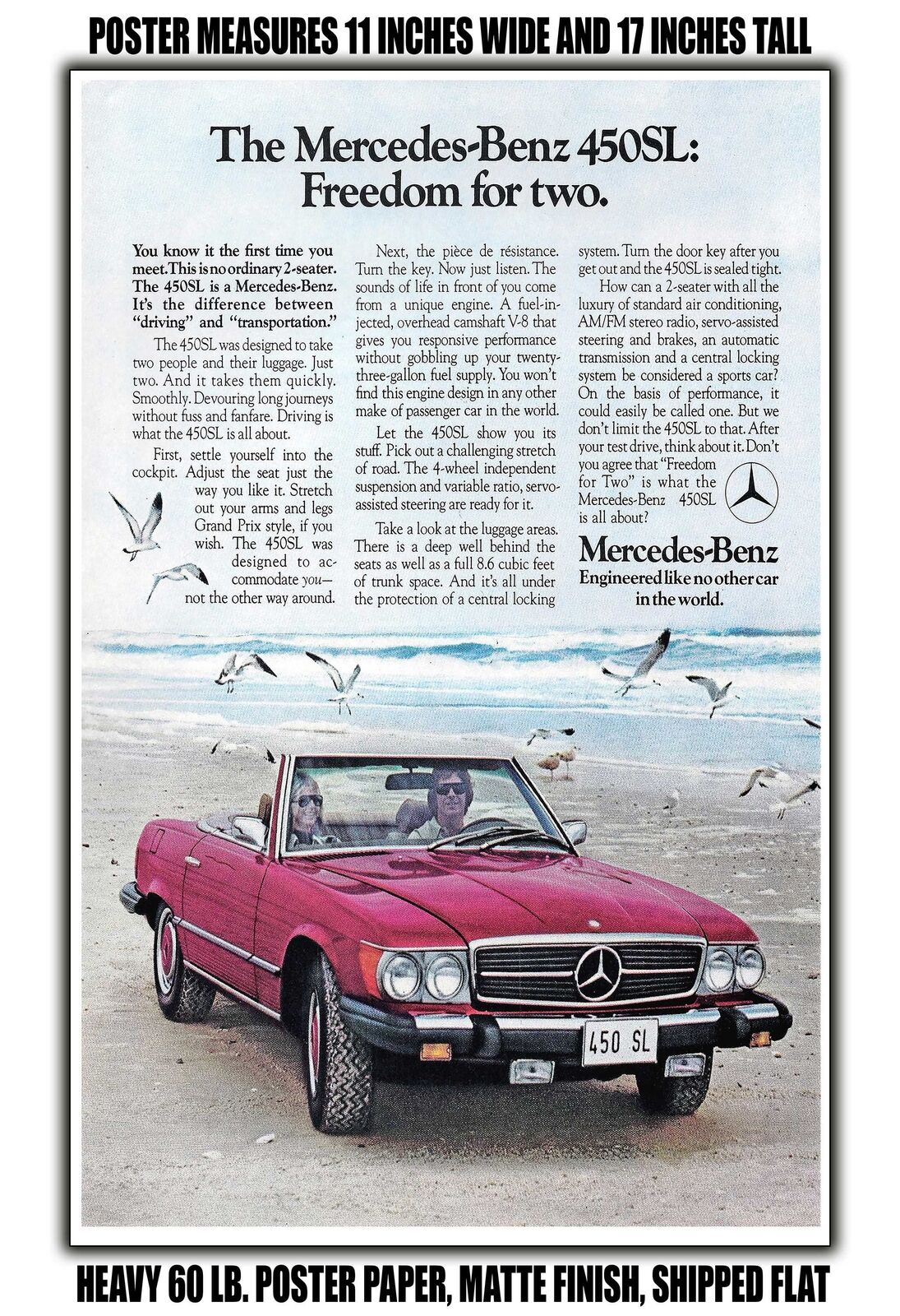 11x17 POSTER - 1976 Mercedes Benz 450 SL Freedom for Two