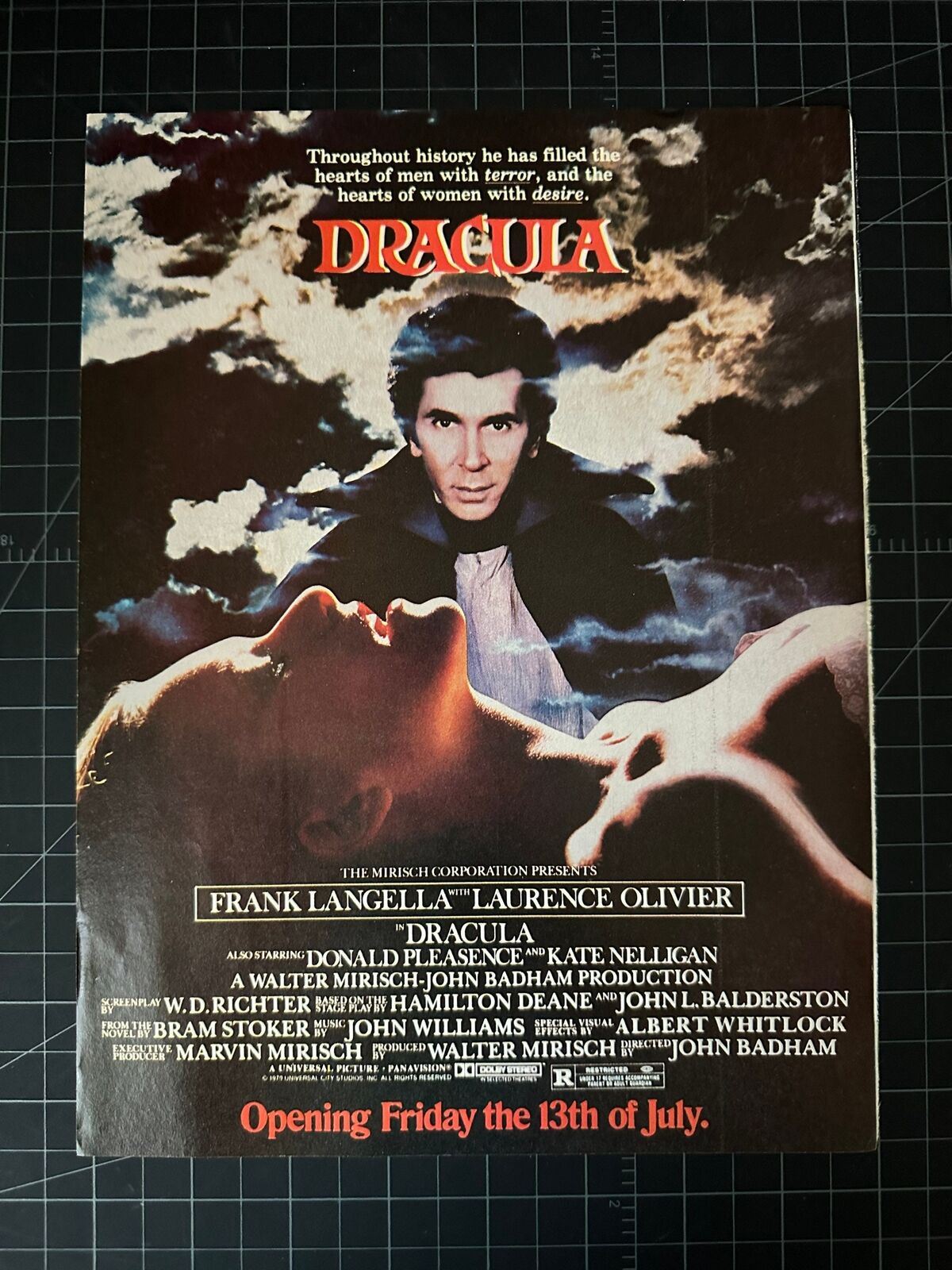 Vintage 1979 Dracula Film Print Ad - Laurence Olivier