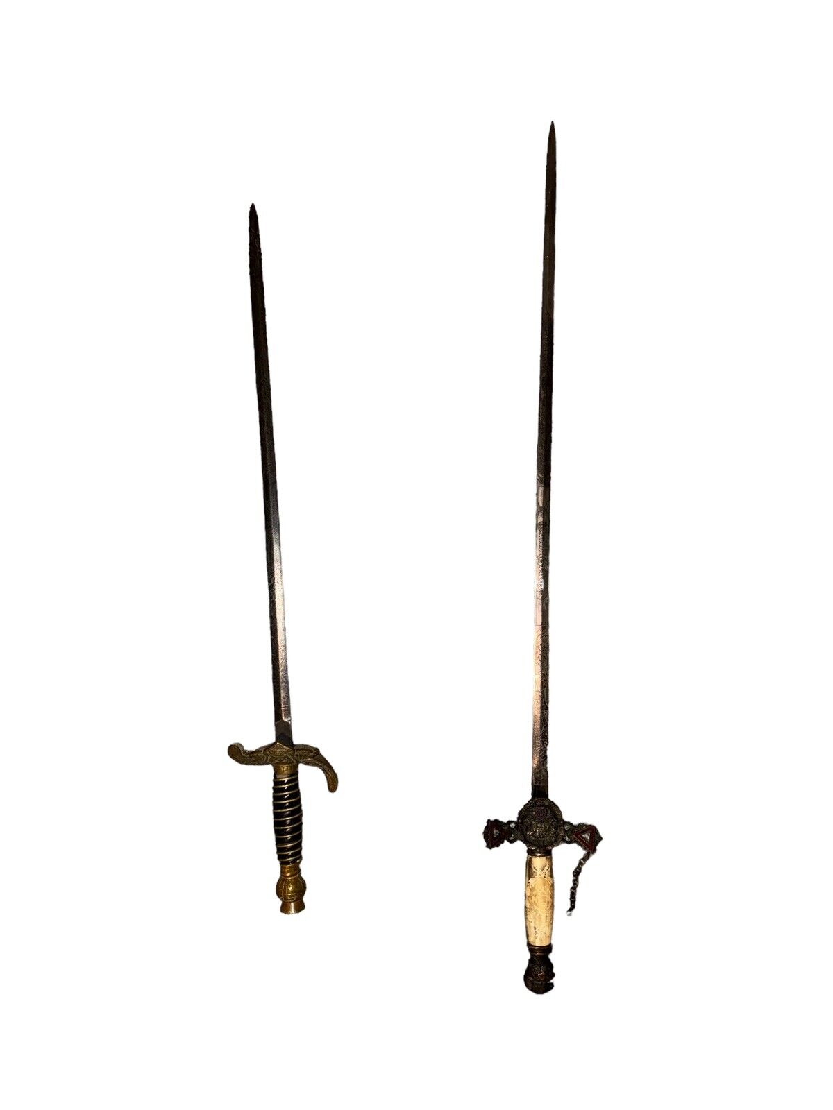 2 Antique Knights Templar Masonic Sword W/ Engravings