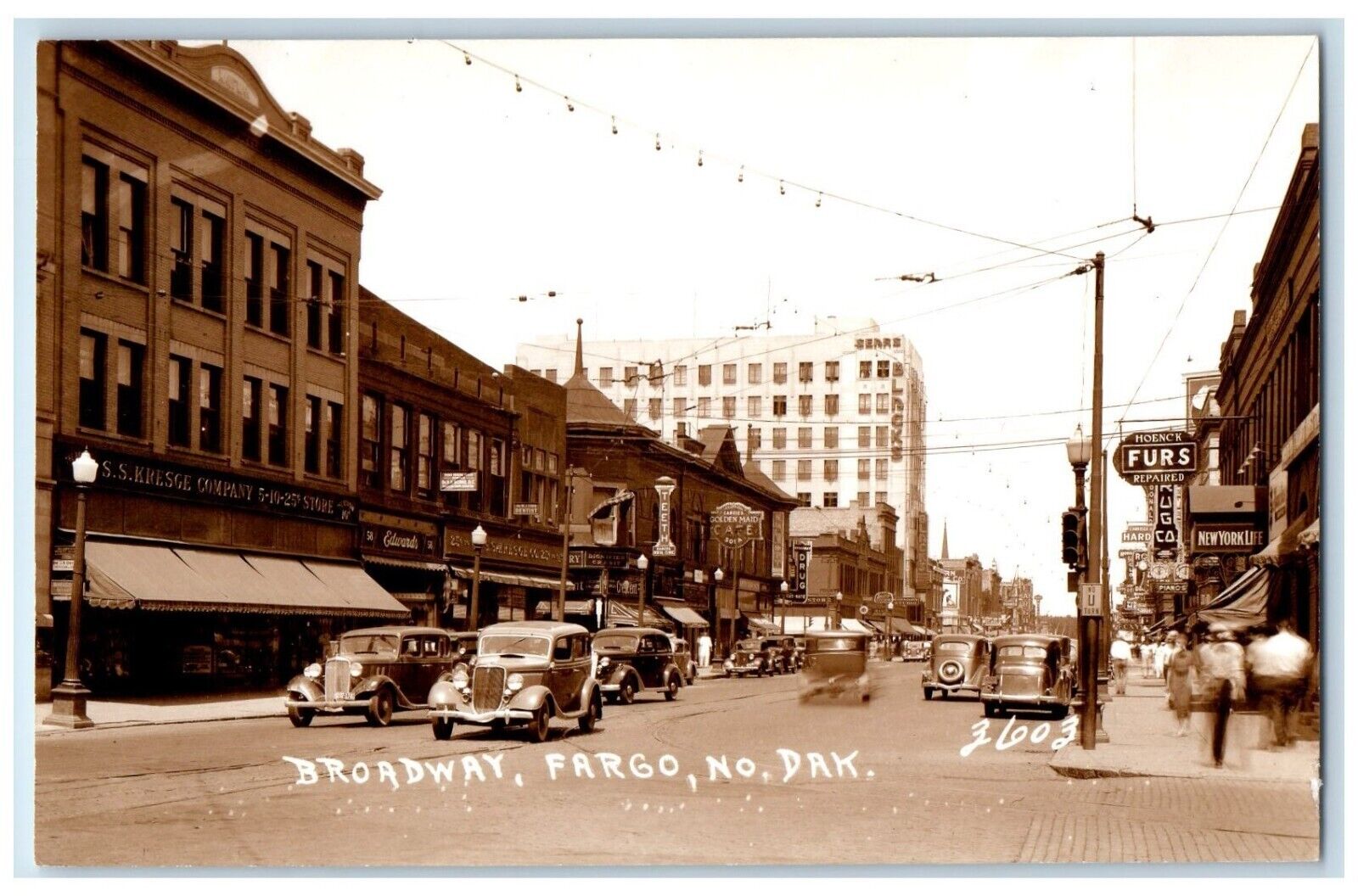 c1950's Broadway Cars Drug Store Hardware Fargo ND Vintage RPPC Photo Postcard