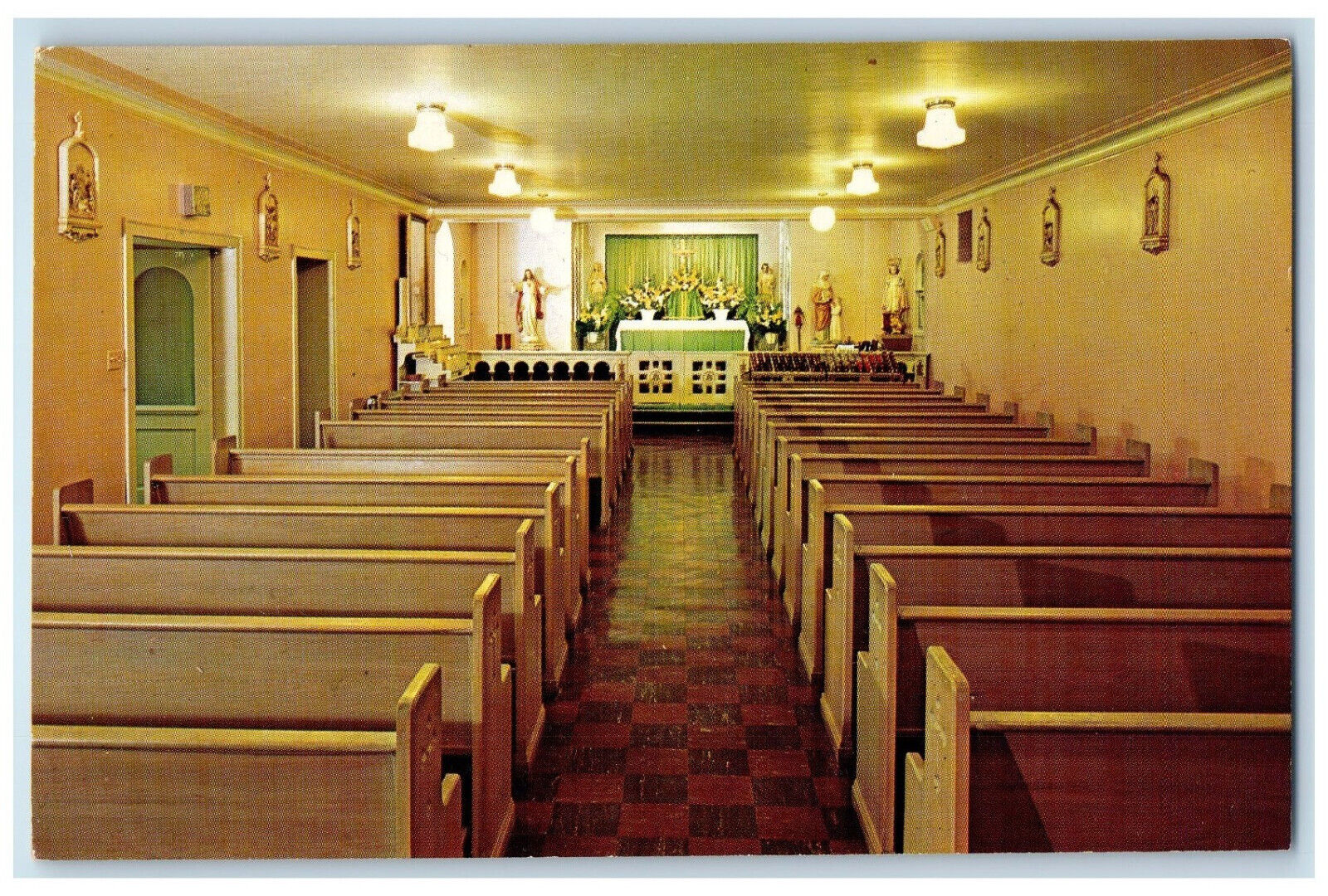 c1960's Main Altar, Sanctuary, Stella Maris Retreat House Cedar Lake IN Postcard