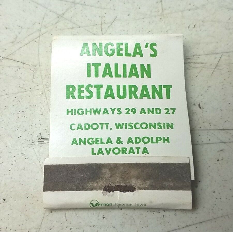 Angelas Italian Restaurant Lavorata Cadott Wisconsin Vtg Advertising Matchbook
