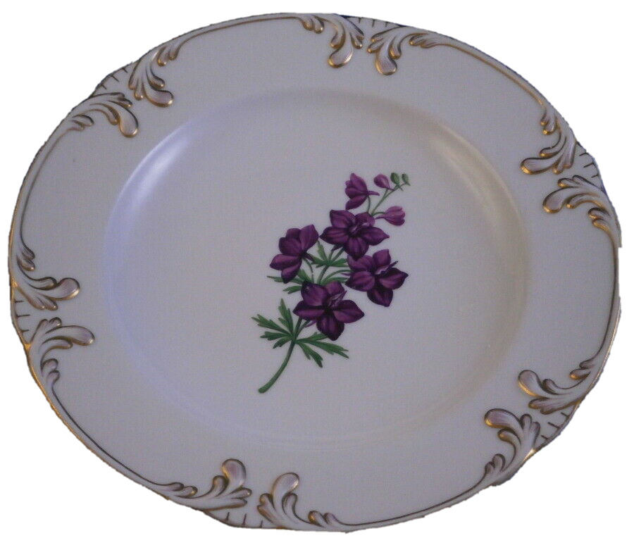 Antique Mid 19thC Schlaggenwald Porcelain Floral Plate Porzellan Teller German B