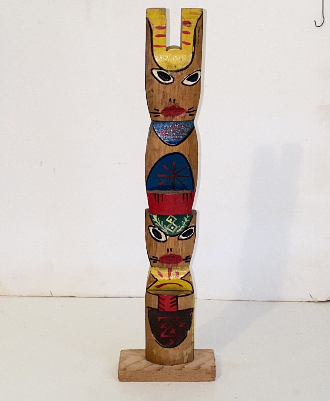 Vintage Carved Wood Spirit Animals Totem Pole Hand Carved Hand Painted
