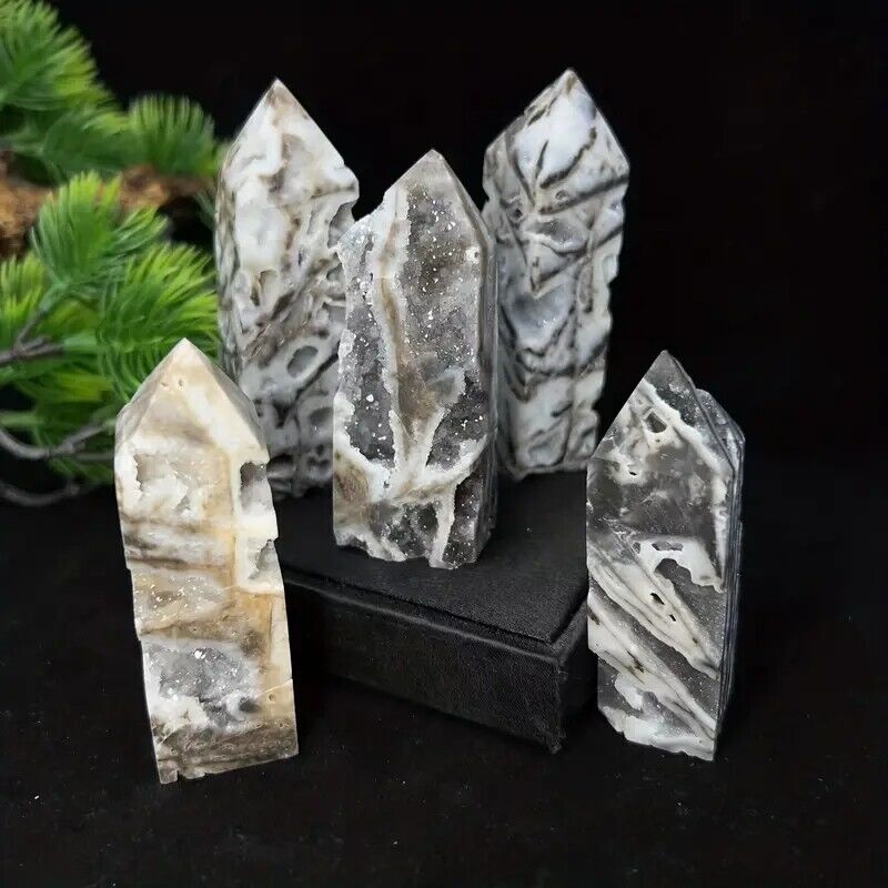 Natural Sphalerite Drusy Geode Healing Crystal Tower Point Wand Reiki Obelisk