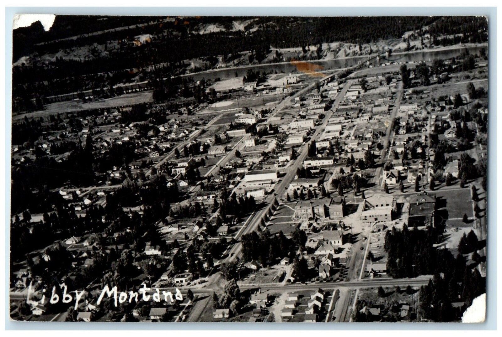 c1950's Aerial View Of Libby Montana MT RPPC Photo Posted Vintage Postcard
