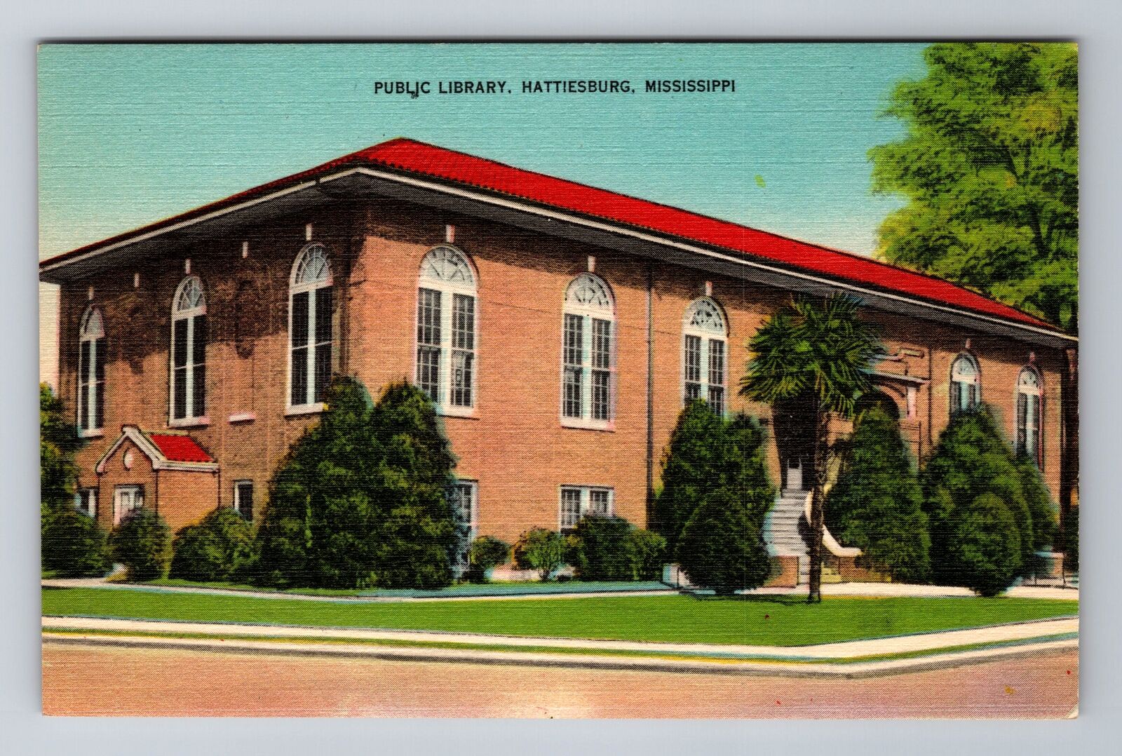 Hattiesburg MS-Mississippi, Public Library, Antique, Vintage Souvenir Postcard