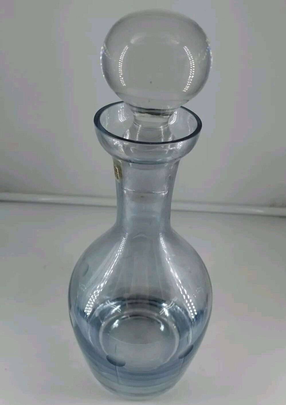 Mid-Century Crystal Decanter with Stopper Etched Art Deco Design 