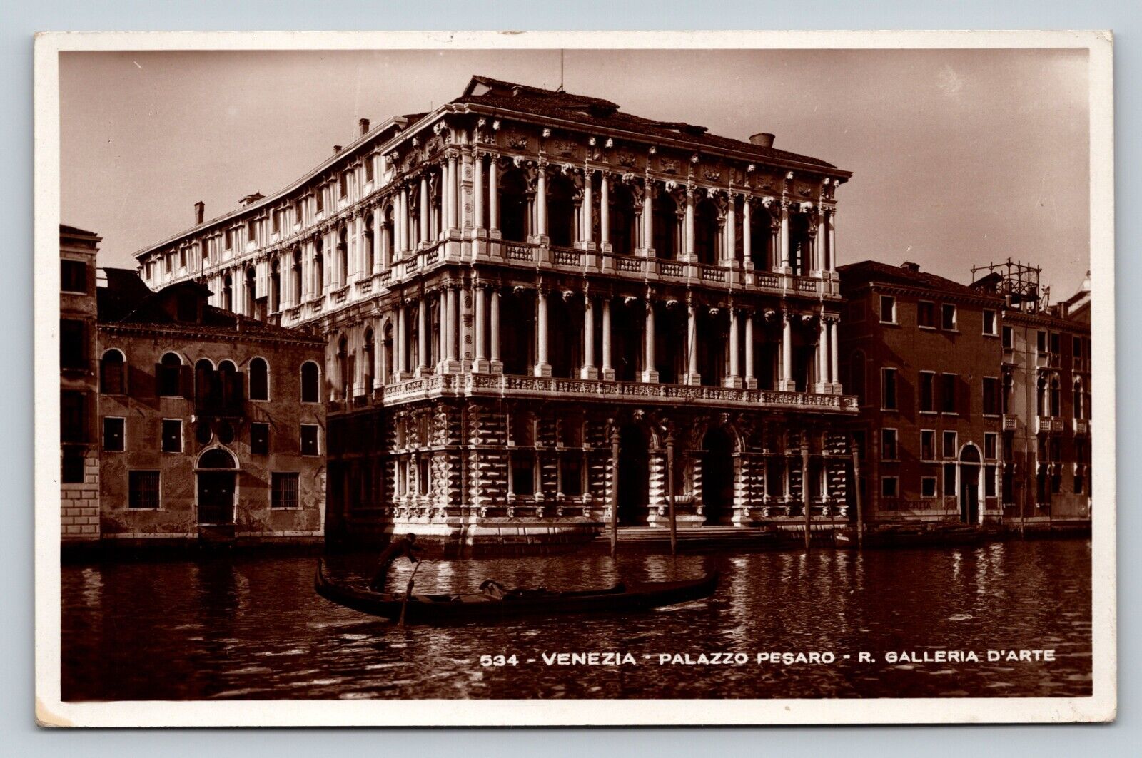 RPPC Gondola on Water by Pesaro Palace VENICE Italy VINTAGE Postcard 1218