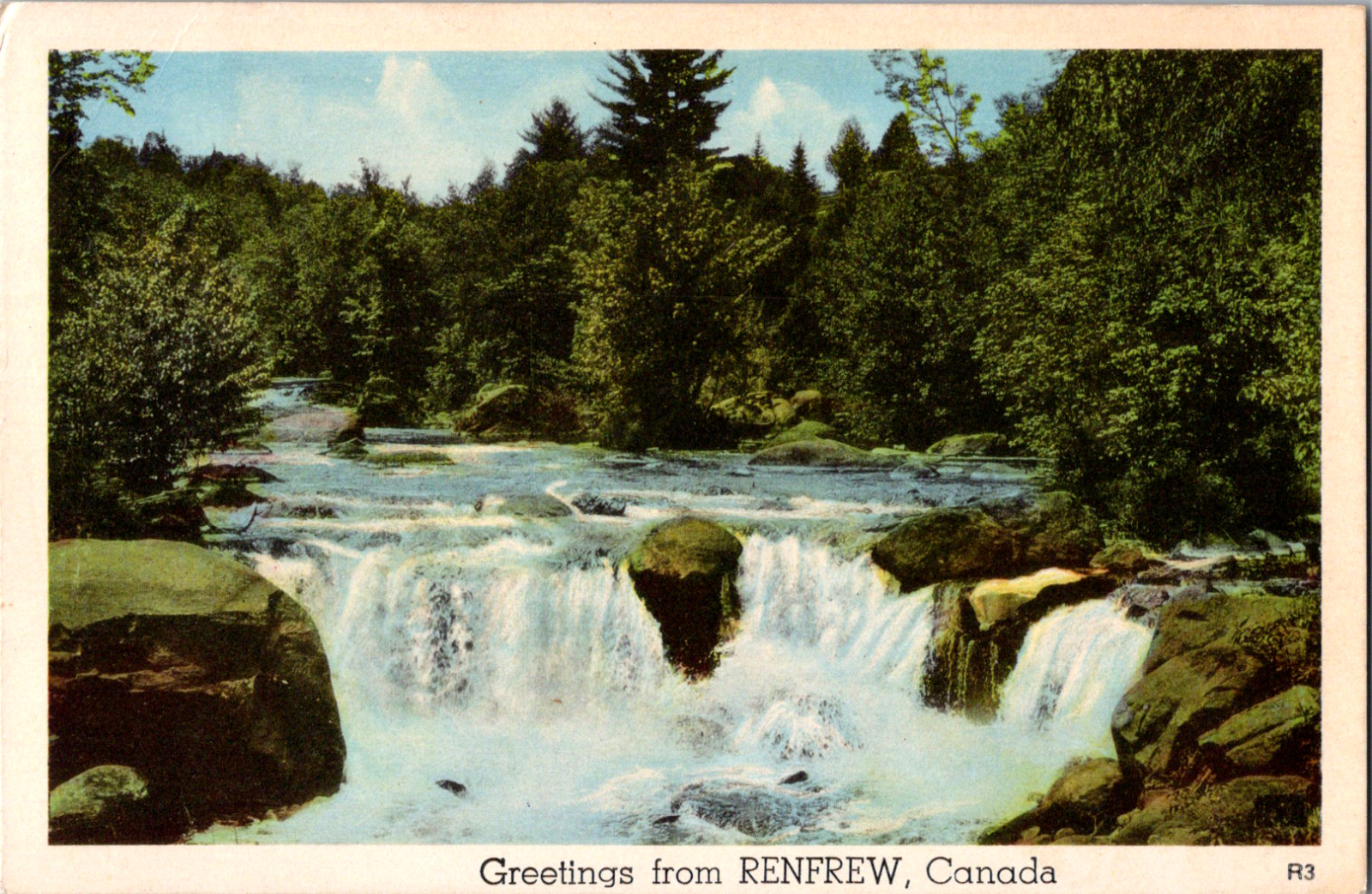 Vintage 1920's Waterfall On The Bonnechere River Renfrew Ontario Canada Postcard