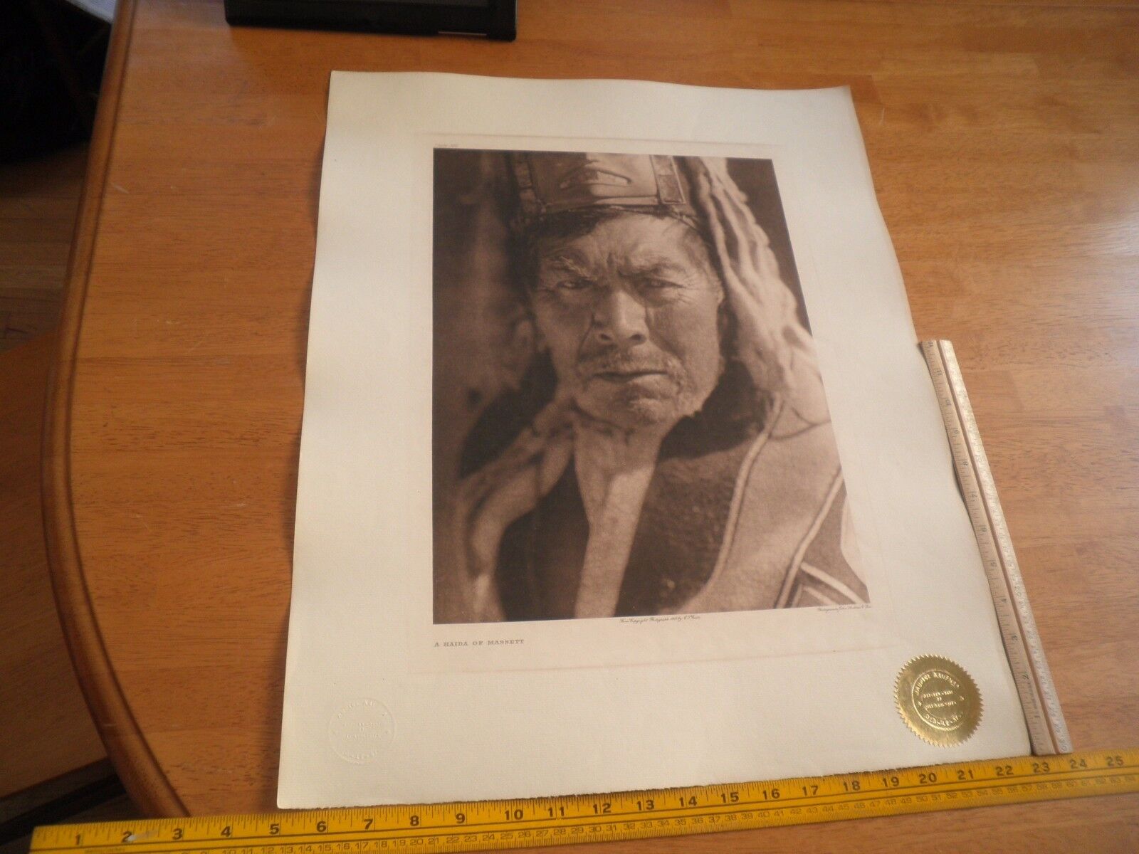 Edward S Curtis Photogravure 18x22.5 Tweedweave Haida of Massett Plate 398