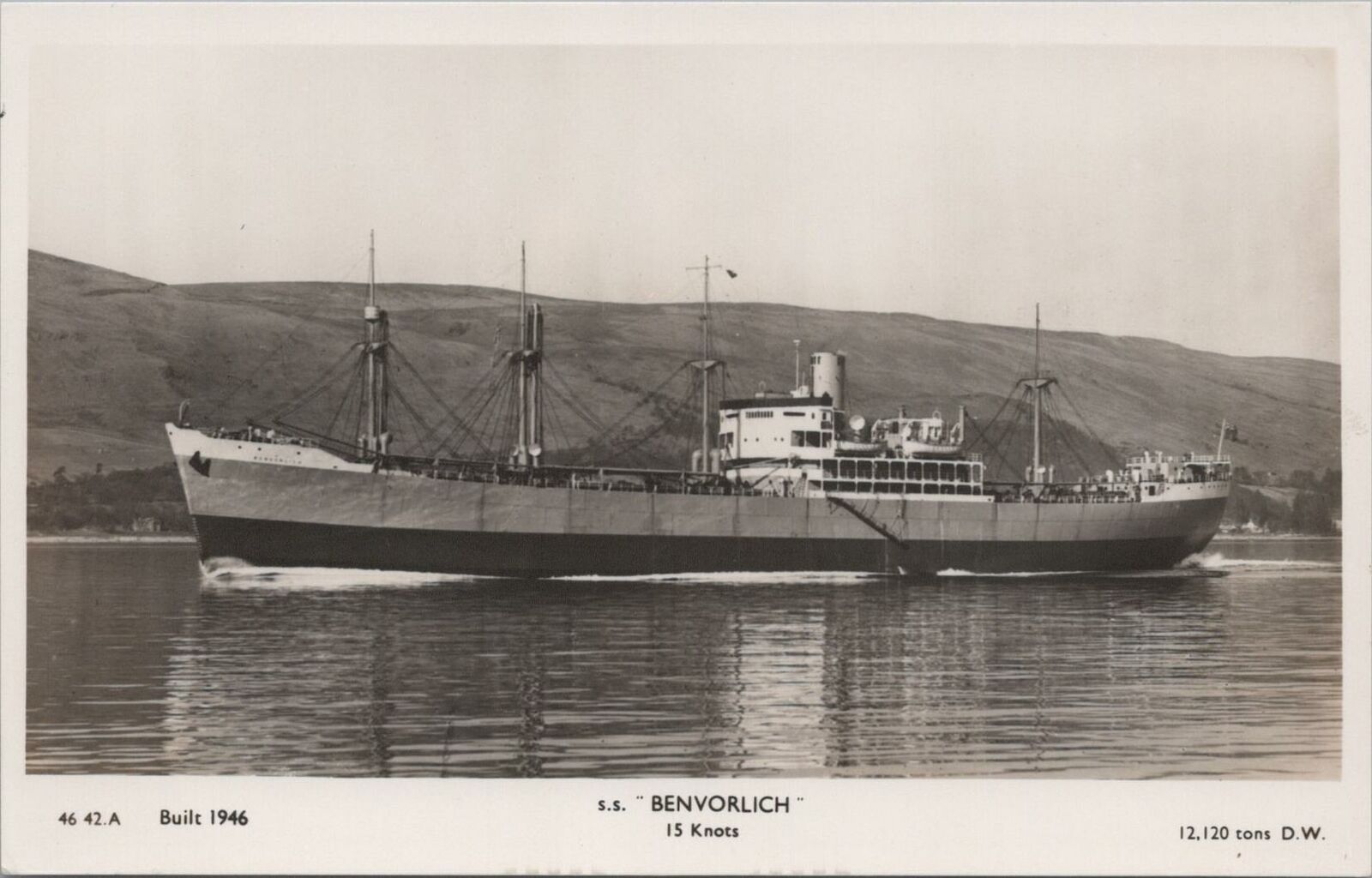 RPPC Postcard Ship SS Benvorlich 
