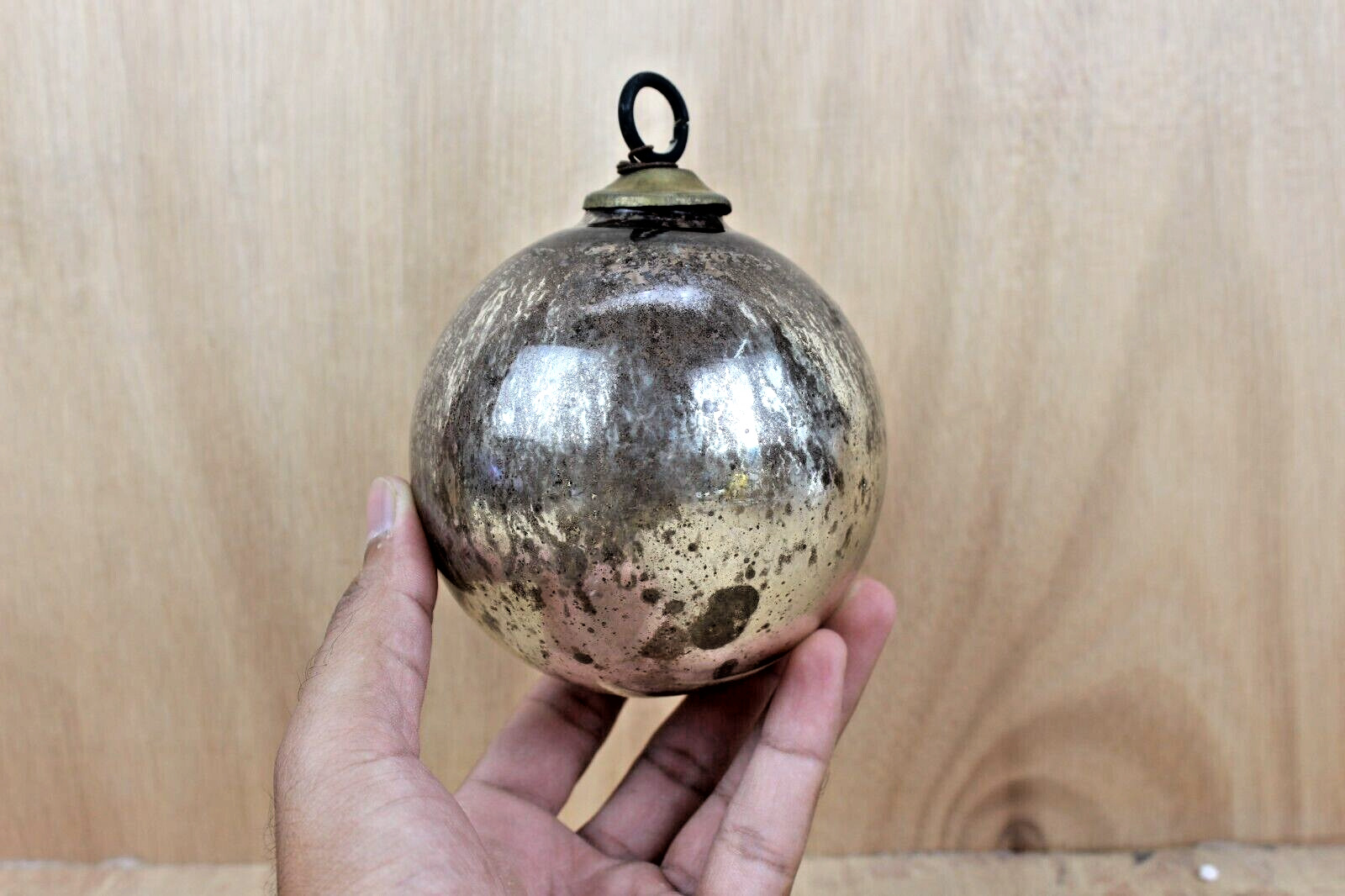 Antique German Kugel Ball: Rare Silver Mercury Canon Ornament Timeless Christmas