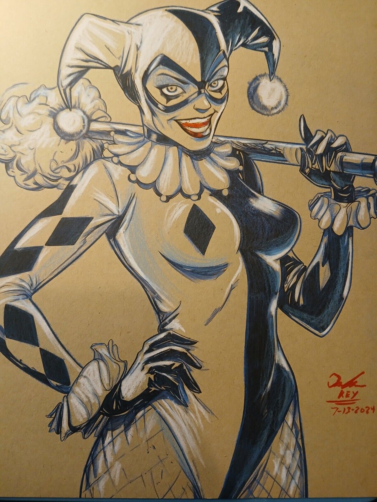 Harley Quinn Ink/Pencil Original Comic Art  Signed 8.5x11 COA 