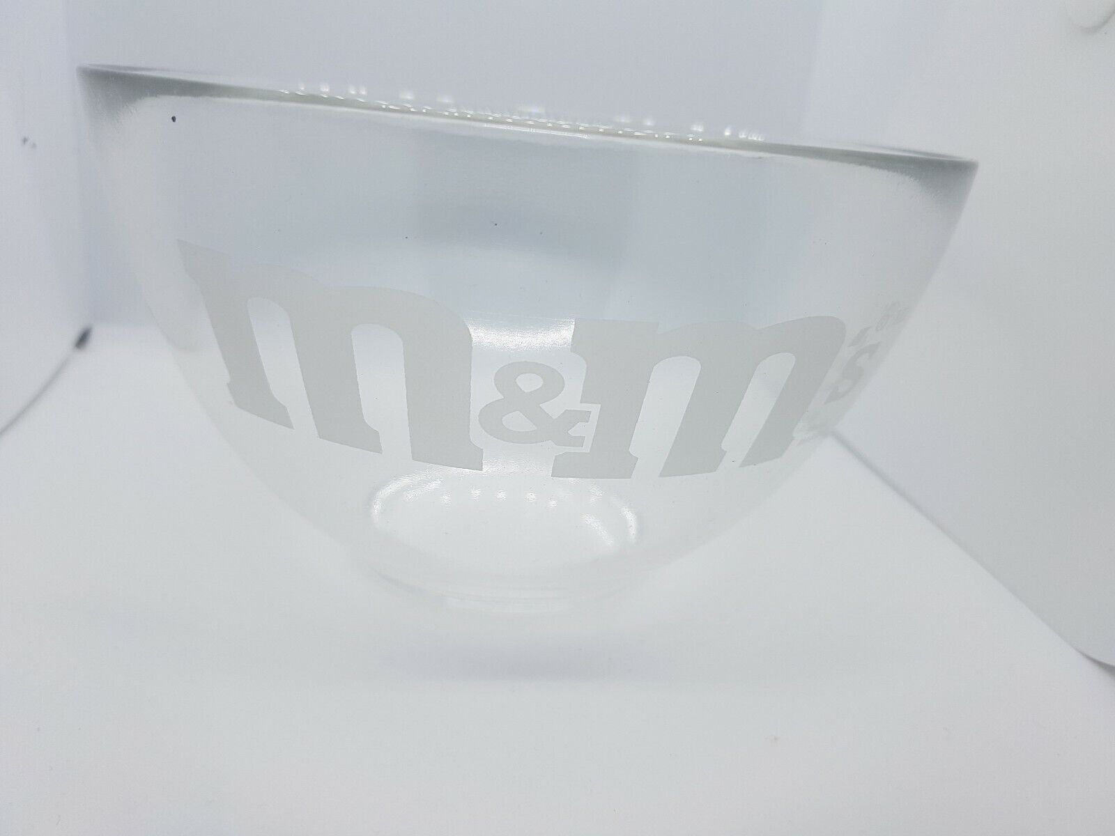 M&M\'s Candy Bowel Chocolate Collector\'s Clear Glass Dish Dessert Barware Retro