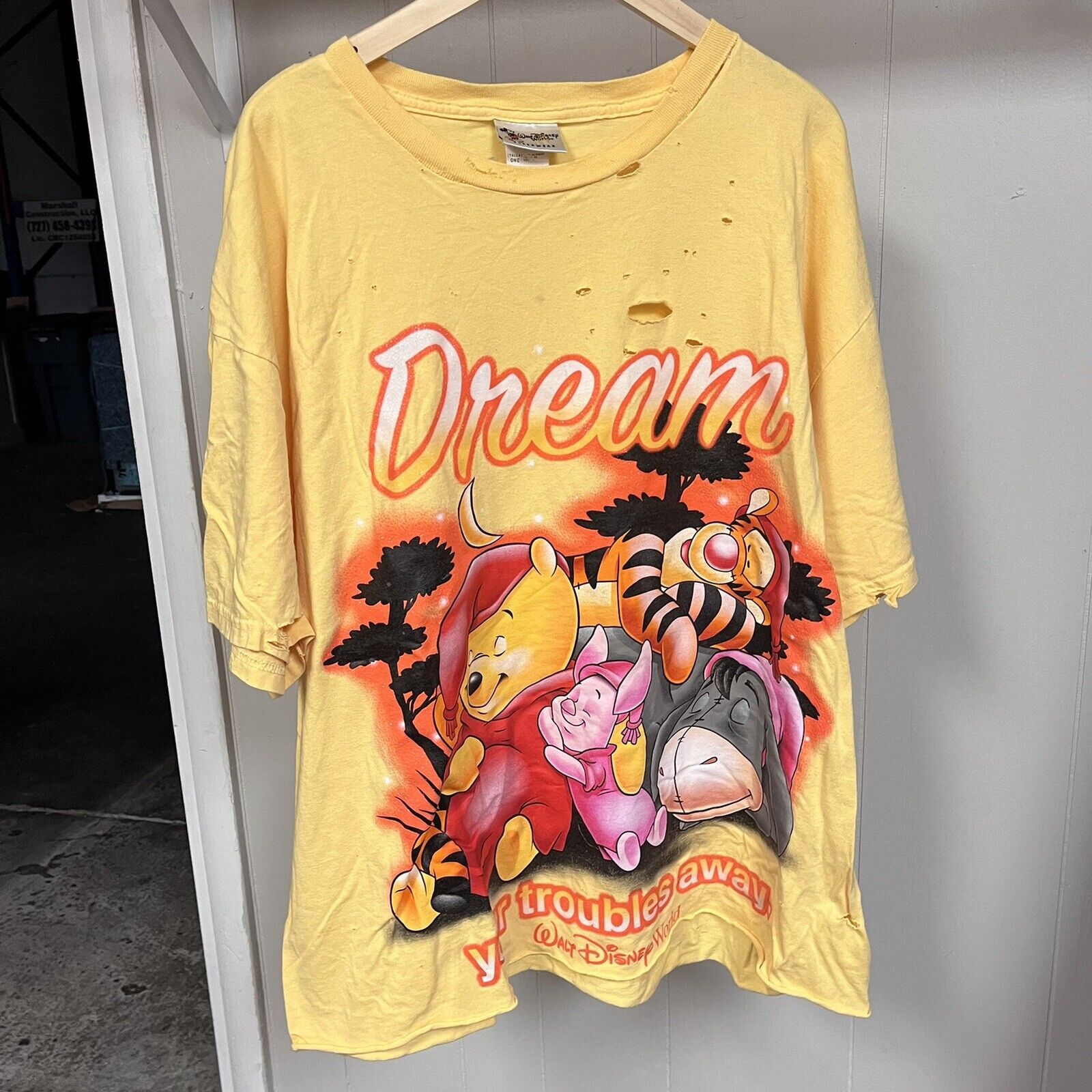 Vtg Disney Sleepwear Pooh Shirt Dream Your Troubles Away One Size Walt Disney 