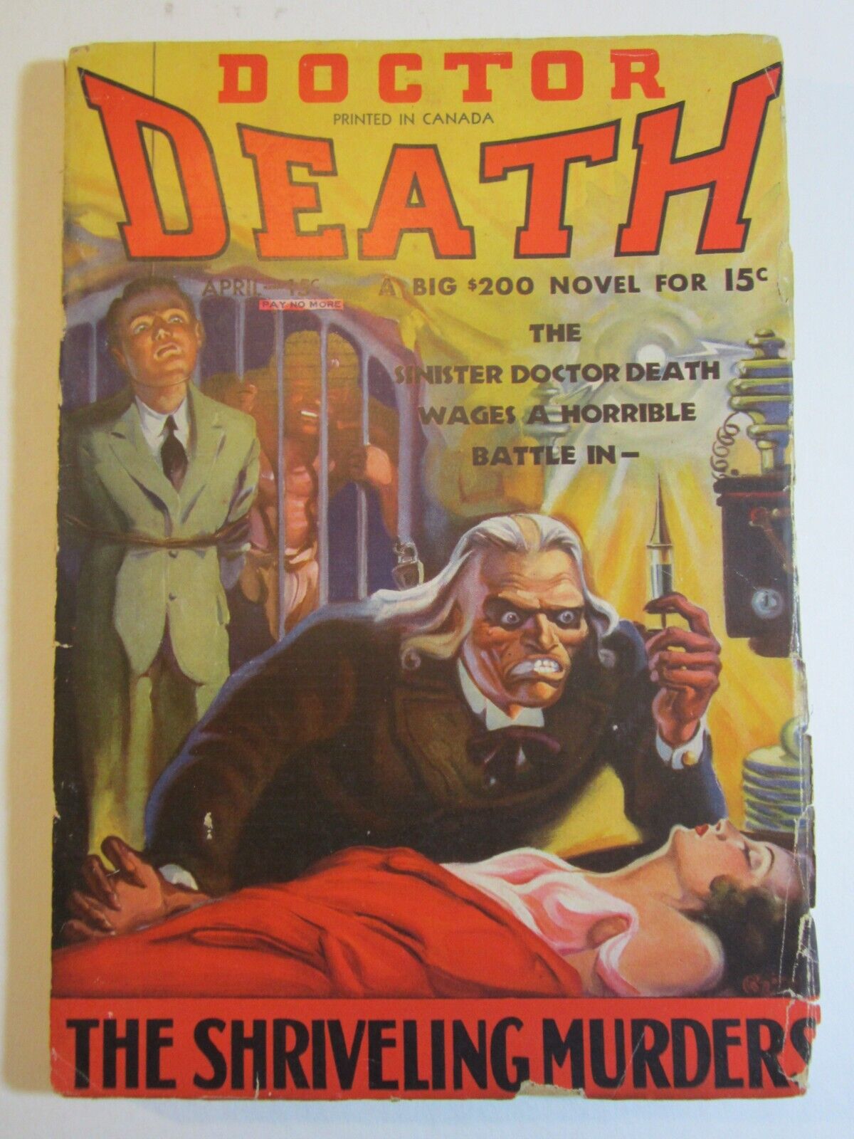 Doctor Death Pulp v.1 #3, April 1935 FN Dell, Scarce Canadian Edition Zirn Cvr