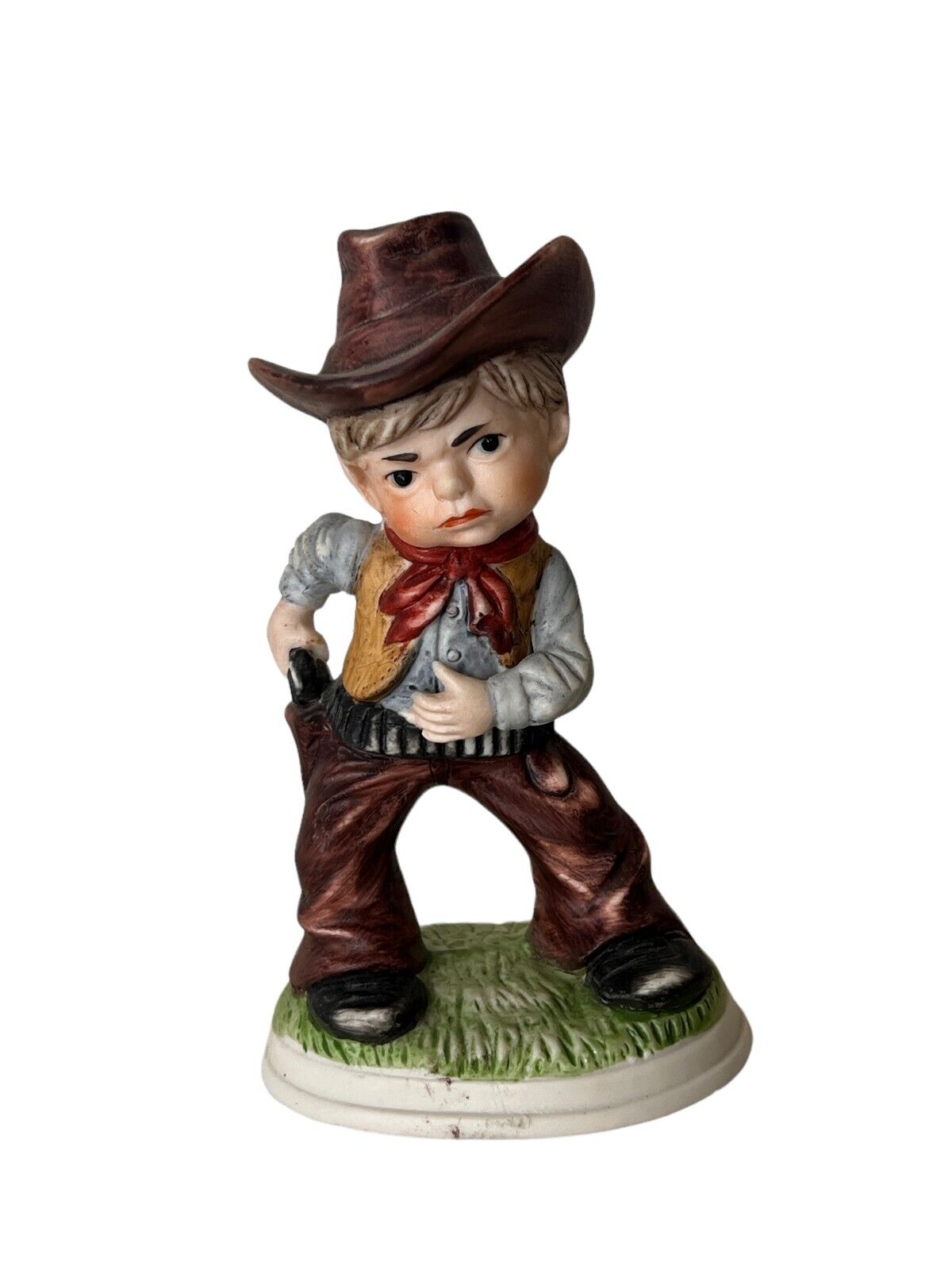 Vintage Gunslinger Western Cowboy Figurine Ceramic Porcelain Multi Colour Decor