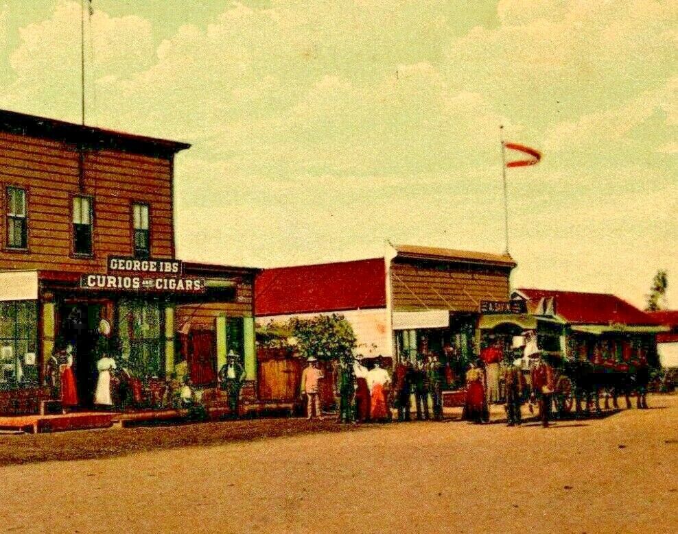 C.1908 Tijuana, Mexico. Cigar Shop. American Tourists Horse And Buggies Carriage