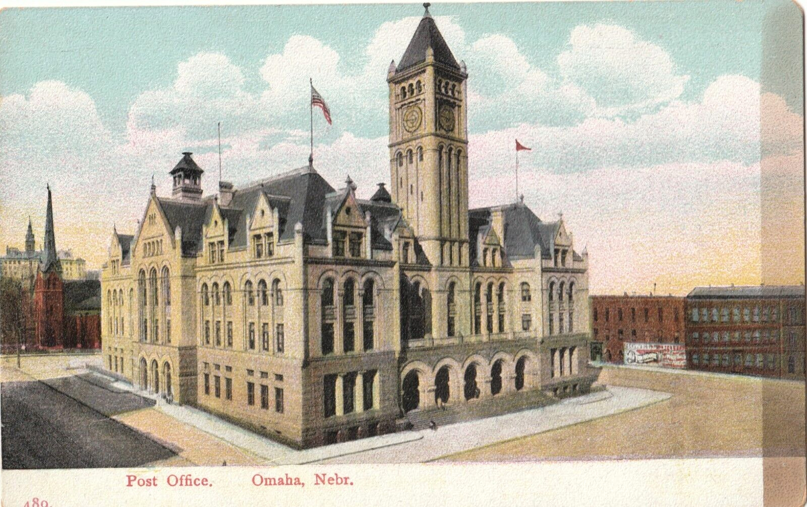 Post Office-Omaha, Nebraska NE-antique German made unposted postcard