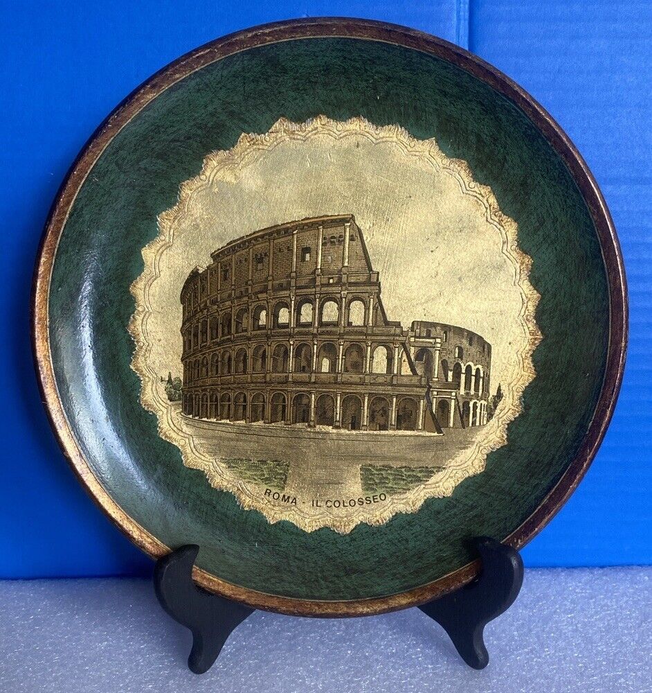 VTG Clay pottery plate Roma Il Colosseo 9 7/8” X 1.25” Made In Italy