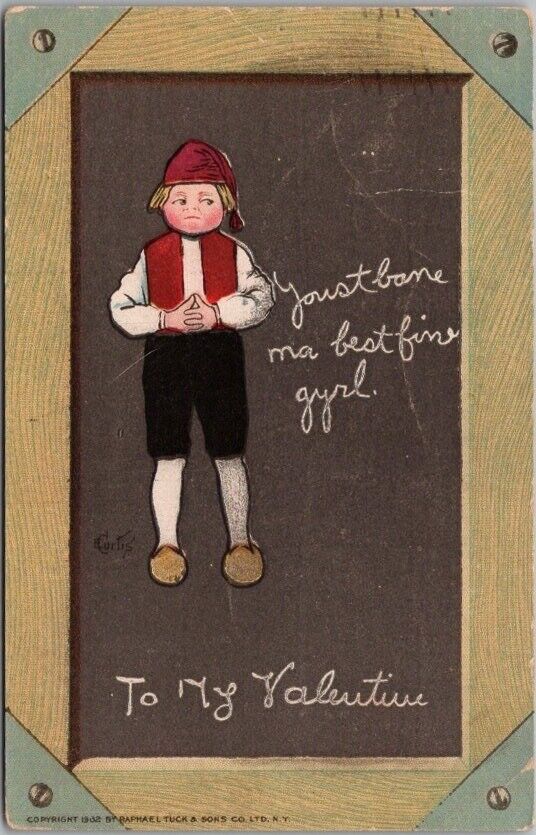 Vintage Tuck's VALENTINE'S DAY Greetings Postcard Dutch Boy / 1907 Cancel