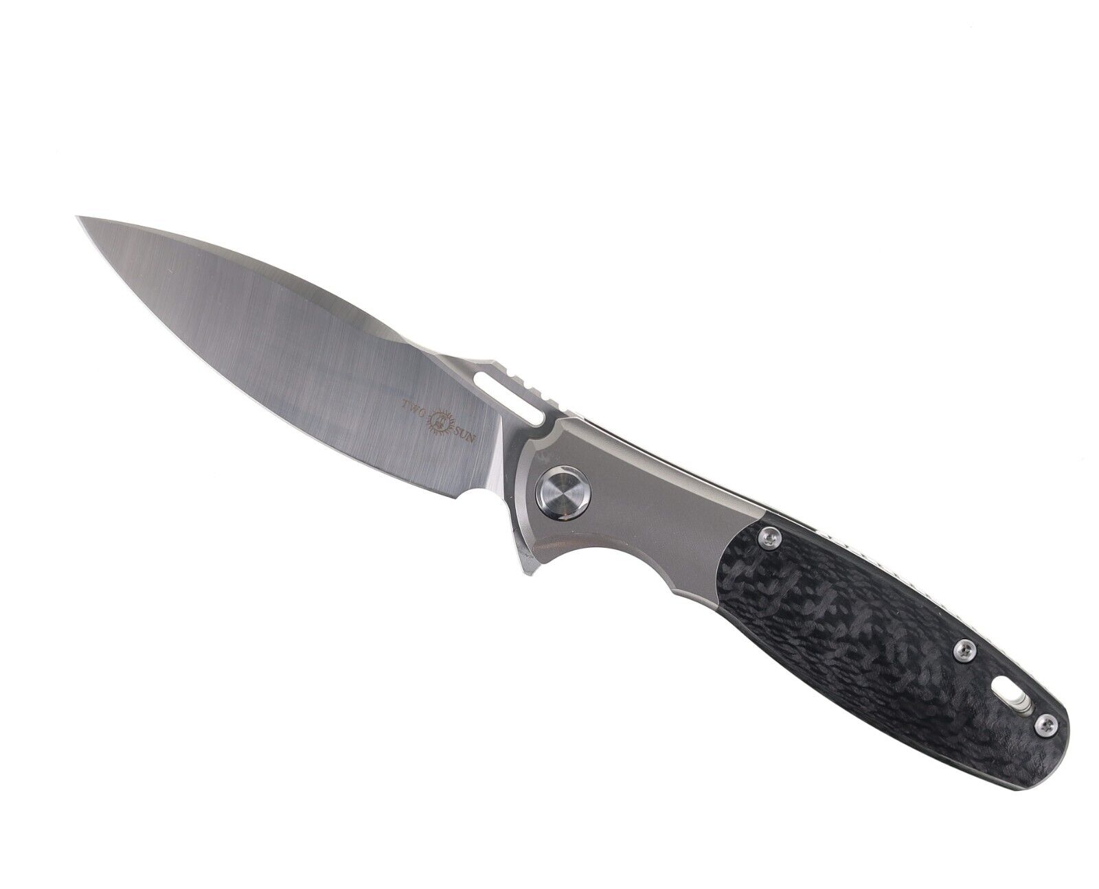 TwoSun TS162 Frame Lock Knife Carbon Fiber Ti Handle Plain M390 Blade