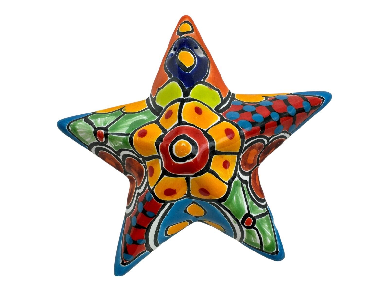 Talavera Star Mexican Pottery Folk Art Multicolor Ceramic Home Decor 6.5”