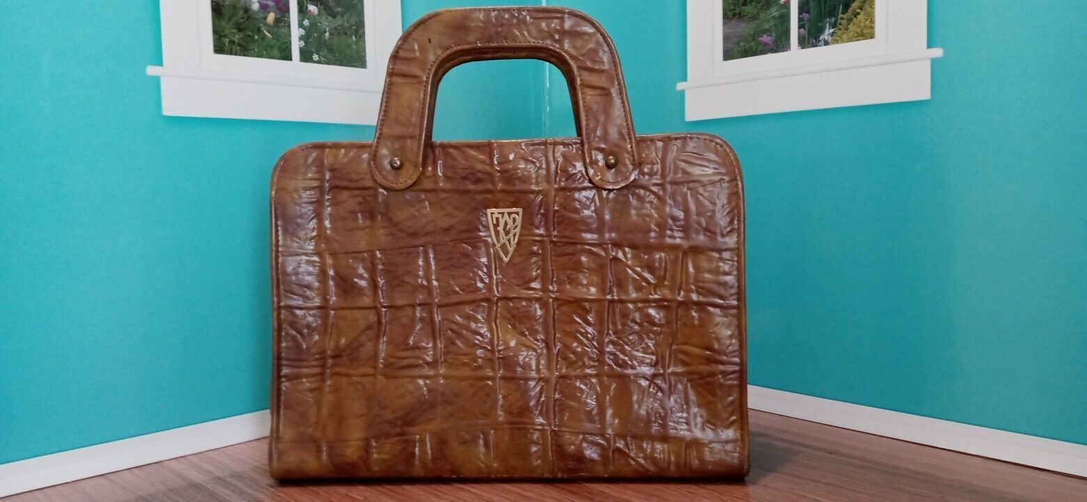 Vintage JR Florida Alligator Skin Accents Banking Handbag 12