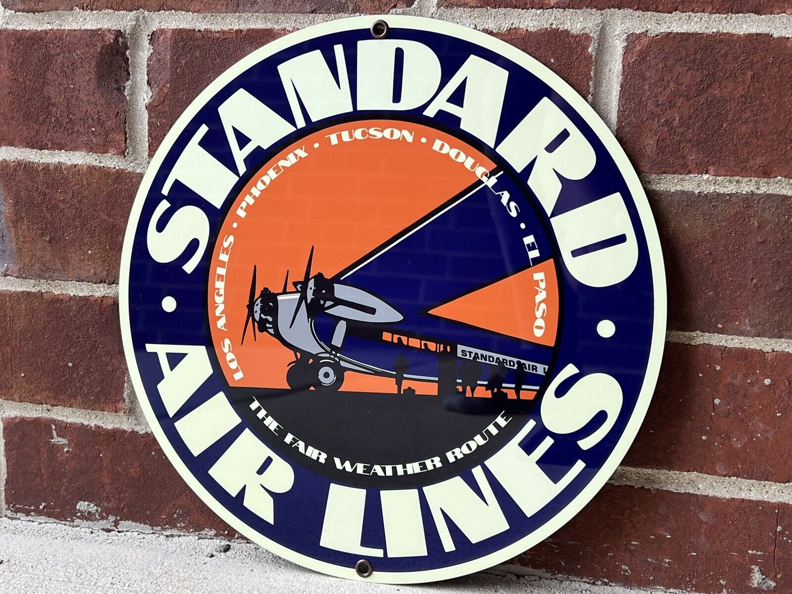 Standard Aviation Aircraft Gasoline garage Oil Gas man cave round sign