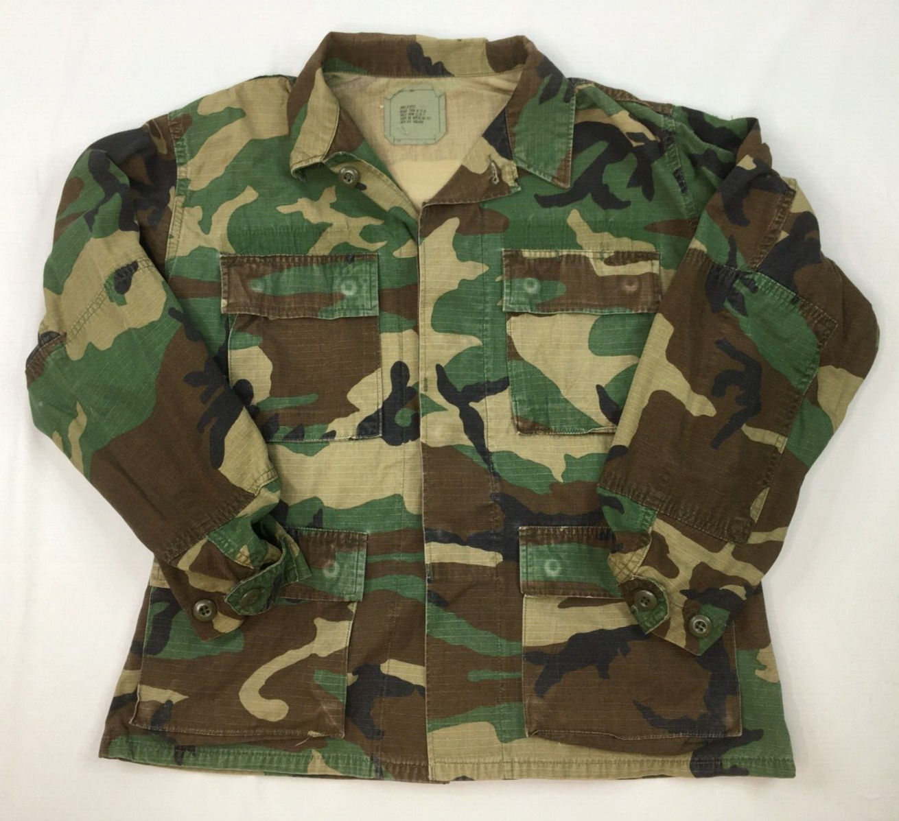 VTG Camo Military Field Jacket Small Extra Short Woodland Stock 8415-01-184-1322