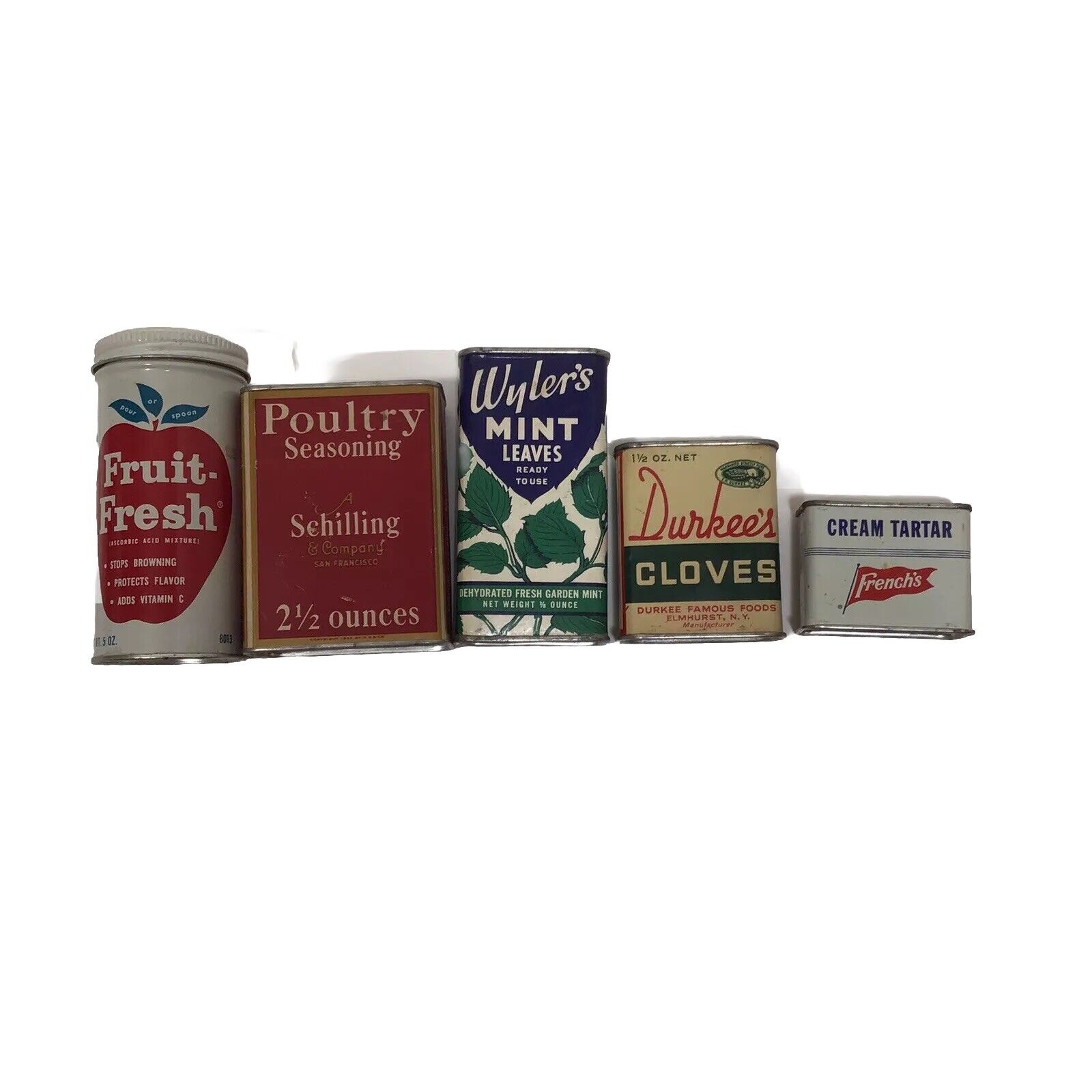 Vintage Lot Spice Tins Merck & Co. Schilling Wyler Durkee’s French’s assorted