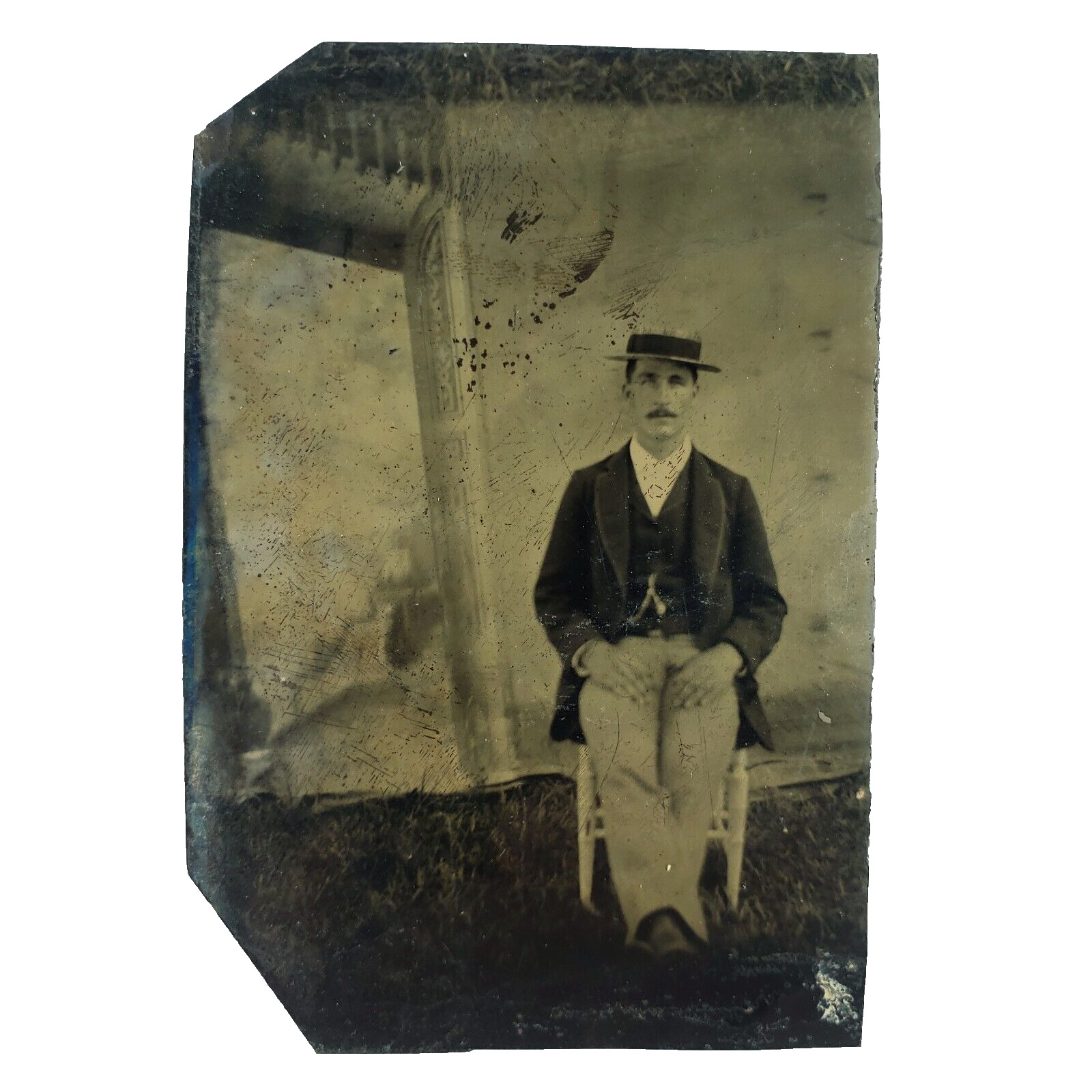 Clarence Washburn ID'd Man Tintype c1870 Antique 1/6 Plate Sitter Photo C3649