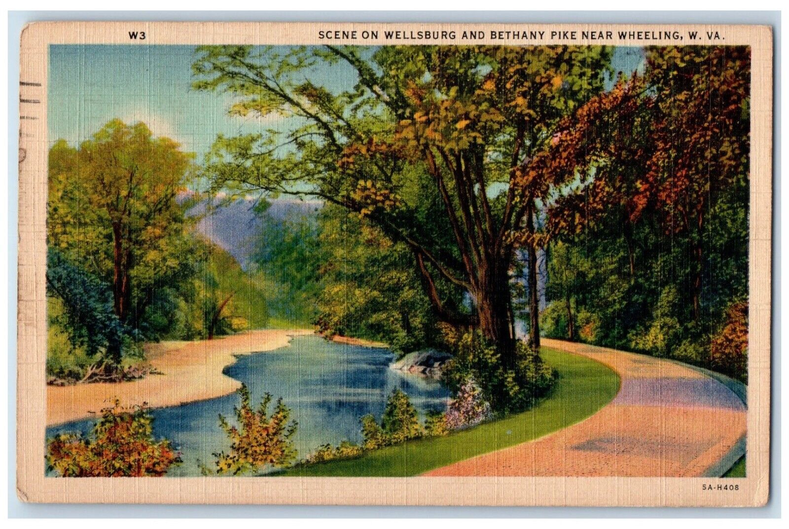 1941 Scene On Wellsburg And Bethany Pike Near Wheeling West Virginia WV Postcard