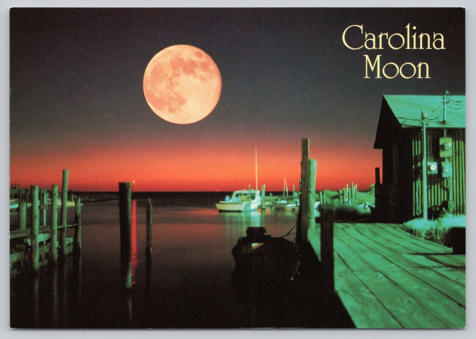 Carolina Moon over North Carolina Fishing Pier 4x6 Postcard