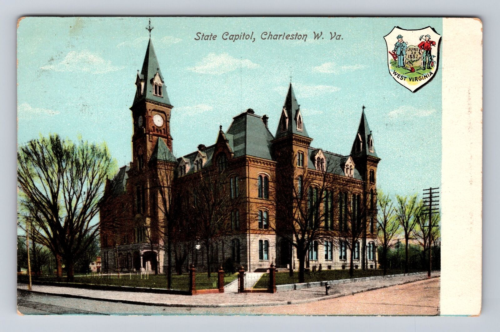 Charleston WV-West Virginia, State Capitol, Antique, Vintage Souvenir Postcard